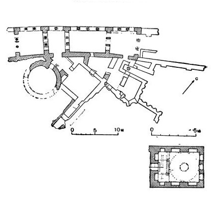 Константинополь. Раскопанная часть жилого квартала в центре города, выходящая на улицу, V—VII вв.; план жилого дома в, квартале Фанар