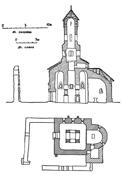 Село Денсуш. Церковь. План и разрез Село Денсуш. Церковь. План и разрез