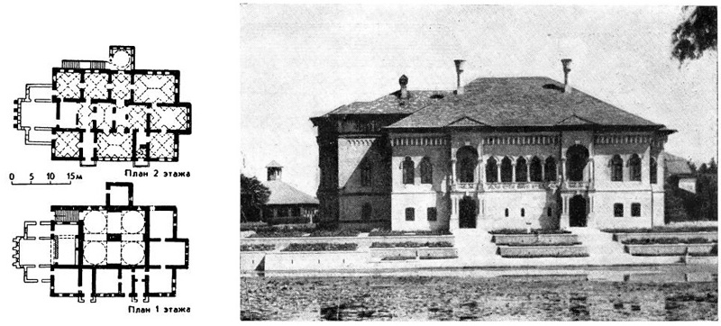 Могошоая, близ Бухареста. Дворец Брынковяну, 1702 г. Общий вид и планы Могошоая, близ Бухареста. Дворец Брынковяну, 1702 г. Общий вид и планы