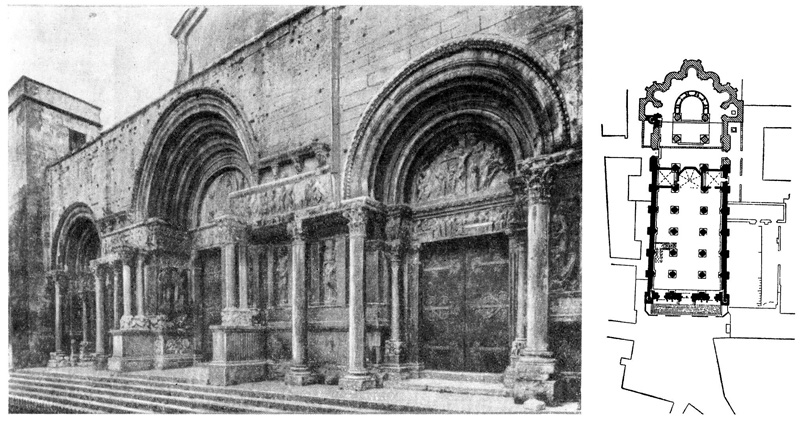 Гар (Прованс). Монастырская церковь Сен Жиль, середина XII в., портал — около 1195 г. Гар (Прованс). Монастырская церковь Сен Жиль, середина XII в., портал — около 1195 г.