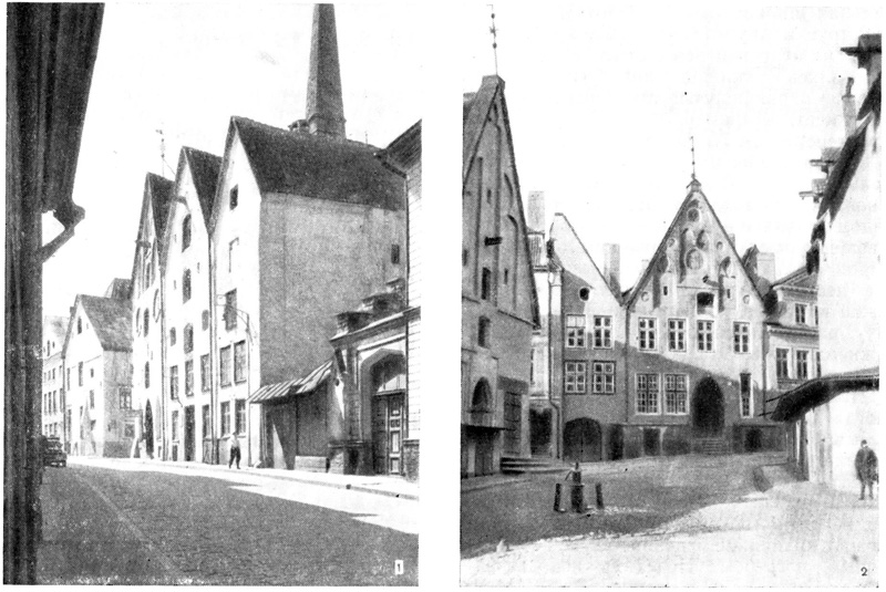 Таллин: 1 — дом № 71 по ул. Пик, XV в.; 2 — дом на Старом рынке, XV в.